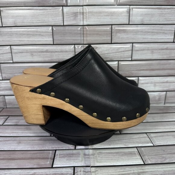 Beek Women's Black Leather Woodpecker Clogs Mules Shoe Size 10-NEW